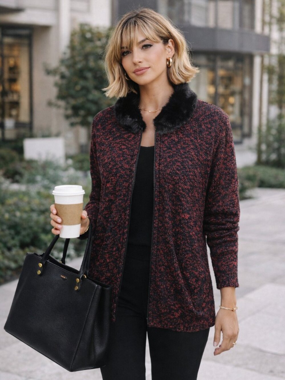 Crazy Horse Wine Red Black Sweater XL High Neck